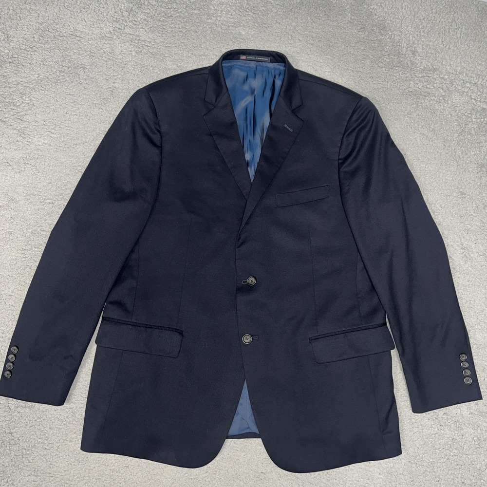 VTG Hart Schaffner Marx Blazer Men Sz 46R Blue Lined Wool Sport Coat Made in USA